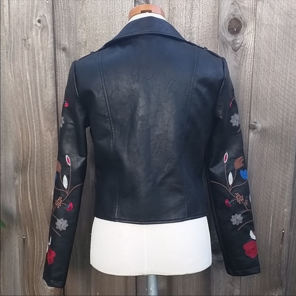 Embroidered Biker Jacket NWOT - Picture 2 of 8